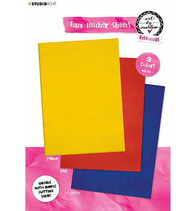 FLSBM02 - StudioLight - Art By Marlene Faux Leather Sheets Yellow/Red/Blue, 3 SH nr.02