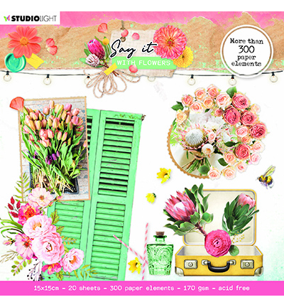 SL-SWF-DCB667 - StudioLight - SL Die cut block Paper Elements Say it with flowers nr.667