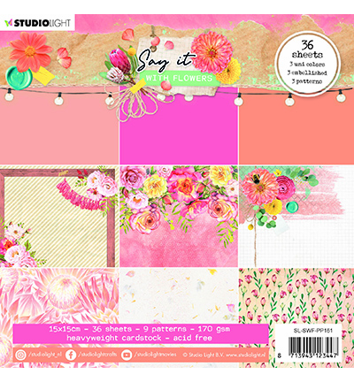 SL-SWF-PP161 - StudioLight - SL Paper pad Pattern Paper Say it with flowers nr.161