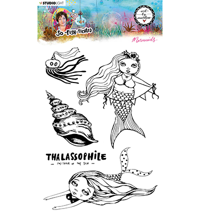 ABM-SFT-STAMP14 - Art by Marlene - ABM Clear Stamp Mermaids So-Fish-Ticated nr.14