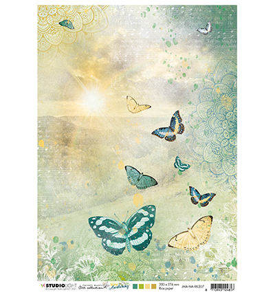JMA-NA-RICE07 - Jenines - JMA Rice paper Sunrise, butterflies New Awakening nr.07