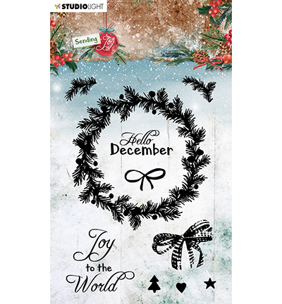 SL-SJ-STAMP52 - StudioLight - SL Clear stamp Christmas wreath Sending Joy nr.52