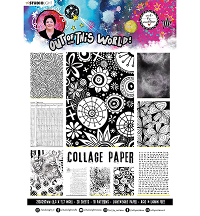 ABM-OOTW-PP15 - Art by Marlene - ABM Collage Paper Pattern Paper Back & White Out Of This World nr.15