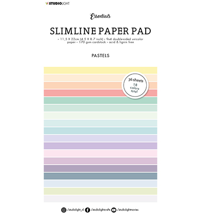 SL-ES-PP32 - StudioLight - SL Paper Pad Double sided Unicolor Pastels Slimline Essentials nr.32