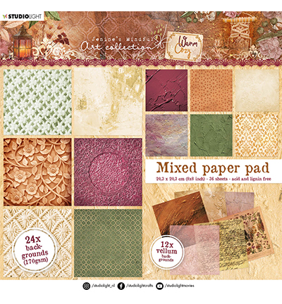 JMA-WAC-MPP09 - Jenines - JMA Mixed Paper Pad Backgrounds - 24x paper, 12x vellum Warm & Cozy nr.09
