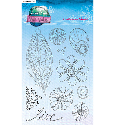 JL-MM-STAMP188 - Just Lou - Feather and flowers Mindful Moodling nr.188