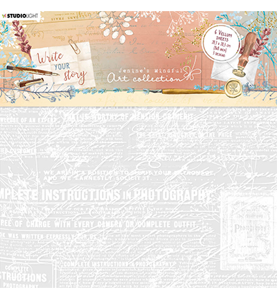 JMA-WYS-VES01 - Jenines - Vellum Sheets Letter, newspaper & dried flowers Write Your Story nr.01