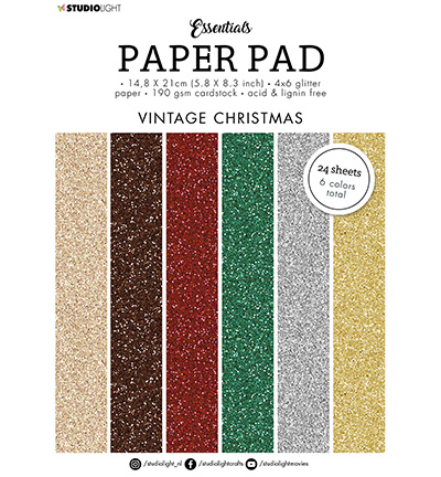 SL-ES-PP50 - StudioLight - Glitter paper Vintage Christmas Essentials nr.50