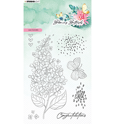 SL-BB-STAMP358 - StudioLight - Lilac flowers Blooming Butterfly nr.358