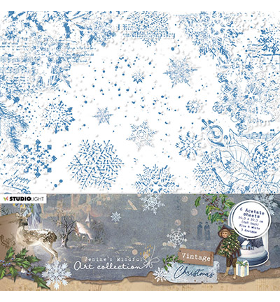 JMA-VC-ACS04 - Jenines - Acetate Sheets White & blue Vintage Christmas nr.04