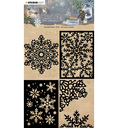 JMA-VC-MASK240 - Jenines - Snowflake ATC backgrounds Vintage Christmas nr.240