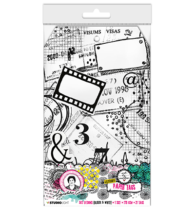 ABM-SI-TAG01 - Art by Marlene - Paper Tags Black and white prints Signature Collection nr.01