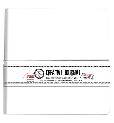 ABM-ES-JOUR13 - Art by Marlene - Creative Journal All white, with seperate sticker Paintable journal cover nr.13