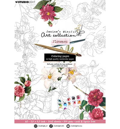 JMA-ES-CPP159 - Jenines - Coloring paper pad 10x2 flowers Essentials nr.159