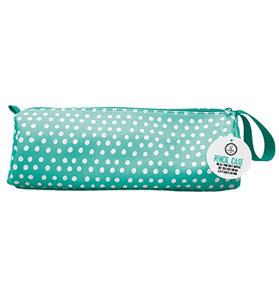 ABM-SI-PC03 - Art by Marlene - Pencil Case Turquoise with white dots Signature Collection nr.03