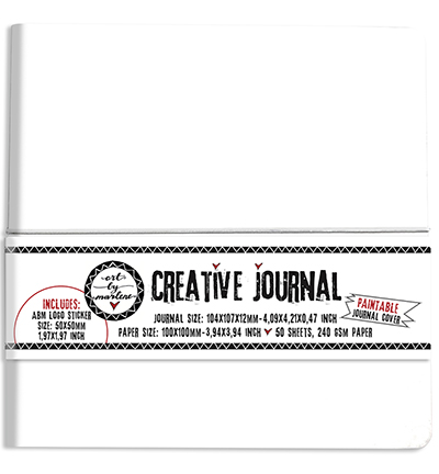 ABM-ES-JOUR14 - Art by Marlene - Creative Journal All white, with seperate sticker Paintable journal cover nr.14