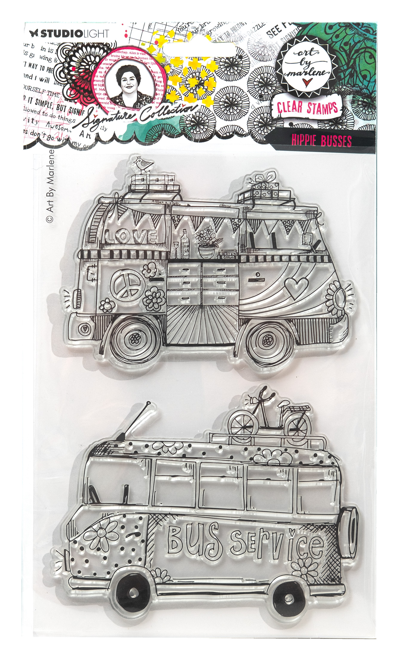 ABM-SI-STAMP700 - Art by Marlene - Hippie busses Signature Collection nr.700