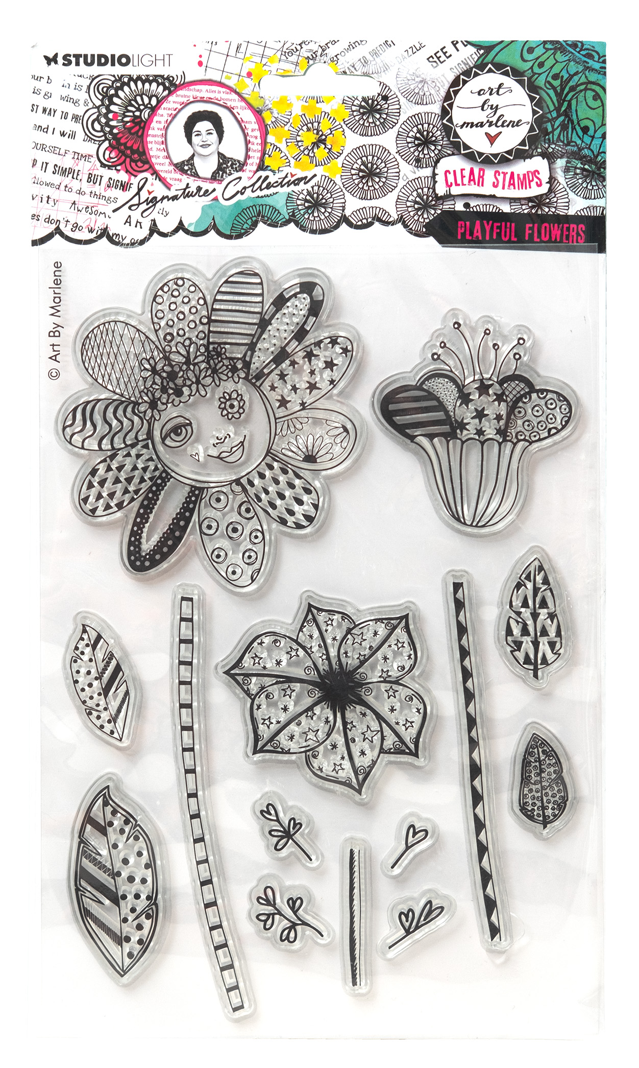ABM-SI-STAMP715 - Art by Marlene - Playful flowers Signature Collection nr.715