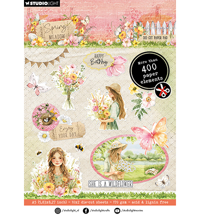 SL-SM-DCPP268 - StudioLight - Paper Pad Paper Elements Spring Meadow nr.268