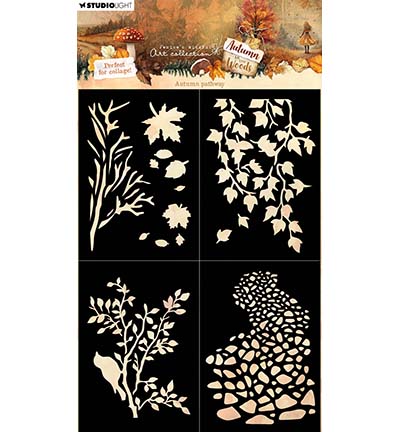 JMA-AW-MASK371 - Jenines - Autumn Pathway, 4 masks Autumn In The Woods nr. 371