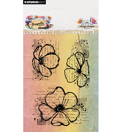 HE-DD-STAMP908 - Hazel Eaton - Grungy flowers Dragonfly Dreams nr. 908