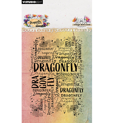 HE-DD-STAMP909 - Hazel Eaton - Grunge word cloud Dragonfly Dreams nr. 909