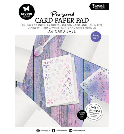 SL-ES-PP444 - StudioLight - Card Paper Pad pre-scored white cards Essentials nr. 444