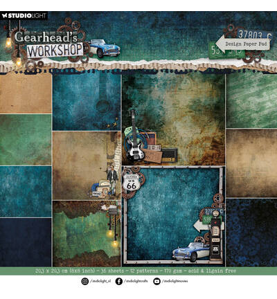 SL-GW-DPP470 - StudioLight - Background paper pad Gearheads Workshop - 36 sheets nr. 470