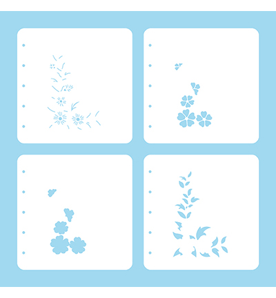 LLSDE004 - Nellies Choice - Flower Corner 2, Set of 4 stencils
