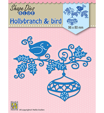 SDB064 - Nellies Choice - Holly branch, bauble & bird