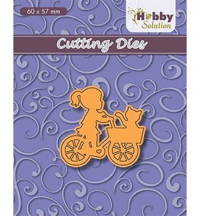 HSFD030 - Nellies Choice - Little girls on bike, kitten in her basket