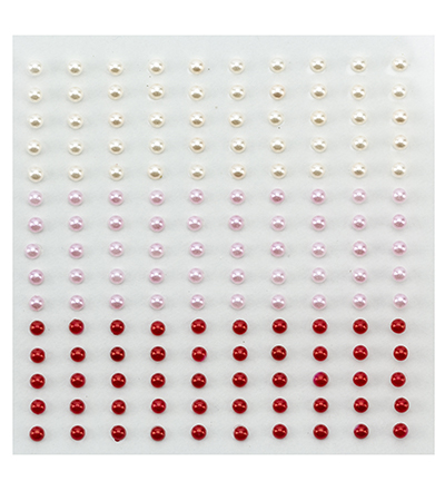 APS301 - Nellies Choice - Adhesive half pearls 3 tinten rood