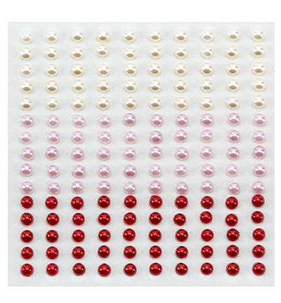 APS401 - Nellies Choice - Adhesive half pearls 3 tinten rood