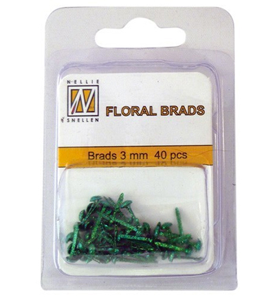 FLP-GB-007 - Nellies Choice - Floral Glitter Brads Fles-groen