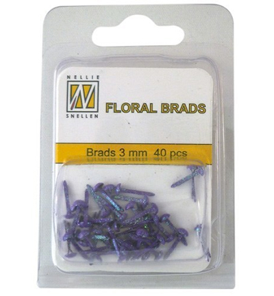 FLP-GB-008 - Nellies Choice - Floral Glitter Brads Purple