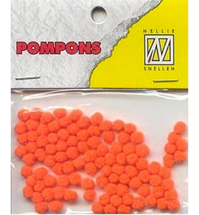 POM022 - Nellies Choice - Mini pompoms 3mm Orange Neon