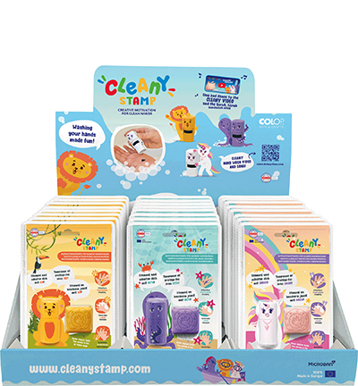156648 - Colop - Cleany LEO curry, OCTO violett, UNICO Display, English