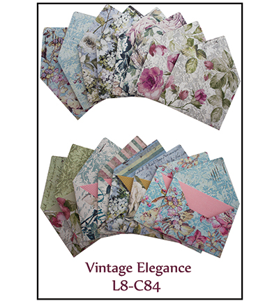 L8 C84 - FabScraps - 8 precut cards and matching envelopes - Vintage Elegance