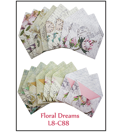 L8 C88 - FabScraps - 8 precut cards and matching envelopes - Floral Dreams