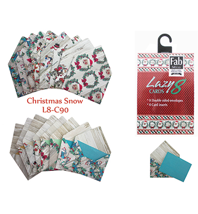 L8 C90 - FabScraps - 8 precut cards and matching envelopes - Christmas Snow