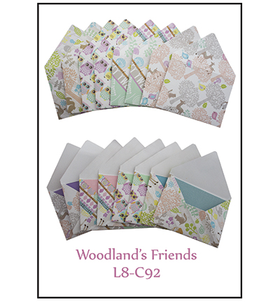 L8 C92 - FabScraps - 8 precut cards and matching envelopes - Woodlands Friends