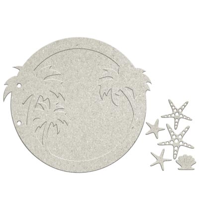 DC93 001 - FabScraps - Beach and Palm Tree- 5pp + 2 Rings