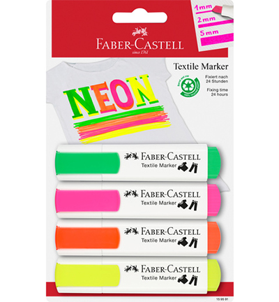 FC-159591 - Faber Castell - Marker textile FC Neon set de 4 sous blister