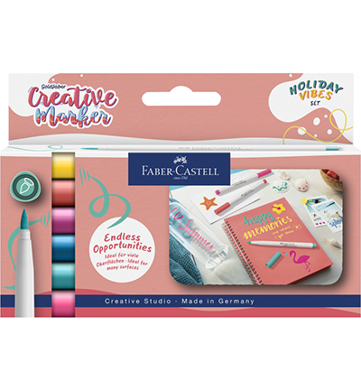 FC-161013 - Faber Castell - Marker creatief FC Goldfaber brushpunt B Holiday Vibes, set a 6 stuks