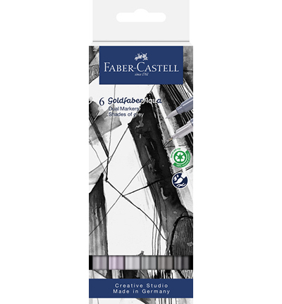 FC-164522 - Faber Castell - Aqua Dual Marker wallet of 6, Shades of grey
