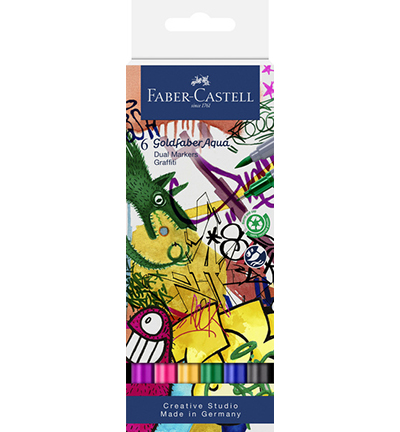 FC-164525 - Faber Castell - Aqua Dual Marker wallet of 6, Graffiti
