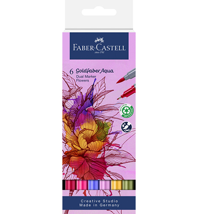 FC-164527 - Faber Castell - Aqua Dual Marker wallet of 6, Flowers