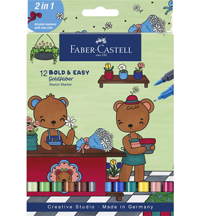 FC-164815 - Faber Castell - Sketchmarker FC Goldfaber Bold Easy World of Teddybears, etui 12 stuks