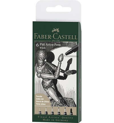 FC-167154 - Faber Castell - PaP Tuschestift, 6er Etui, schwarz