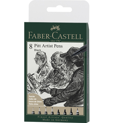 FC-167158 - Faber Castell - PaP Tuschestift, 8er Etui, schwarz